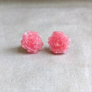Pink Rose Stud Earrings